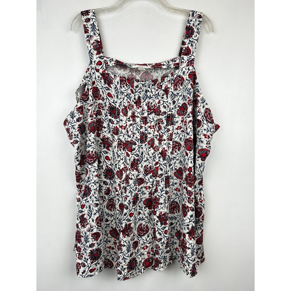 Babydoll Top Womens 3X Red Blue Floral Sleeveless Halter July 4th Casual Beach